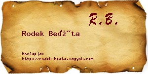 Rodek Beáta névjegykártya